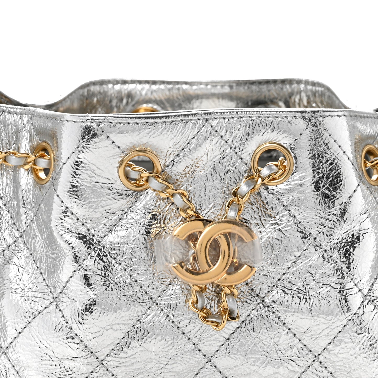 Metallic Aged Calfskin Quilted Mini Chanel 25 Handbag Silver