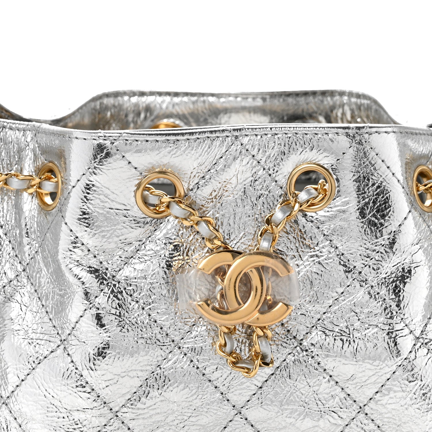 Chanel Metallic Aged Calfskin Quilted Mini Chanel 25 Handbag Silver 8 of 10