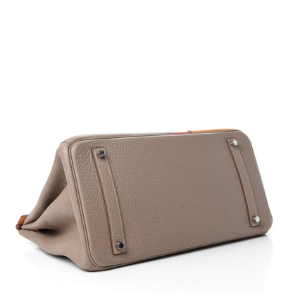 Hermes Taurillon Clemence Swift Tri-Color Birkin 35 Sanguine Gris Tourterelle Moutarde 4 of 12