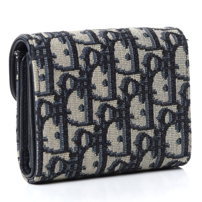 Christian Dior Oblique Saddle Lotus Wallet Blue 3 of 7