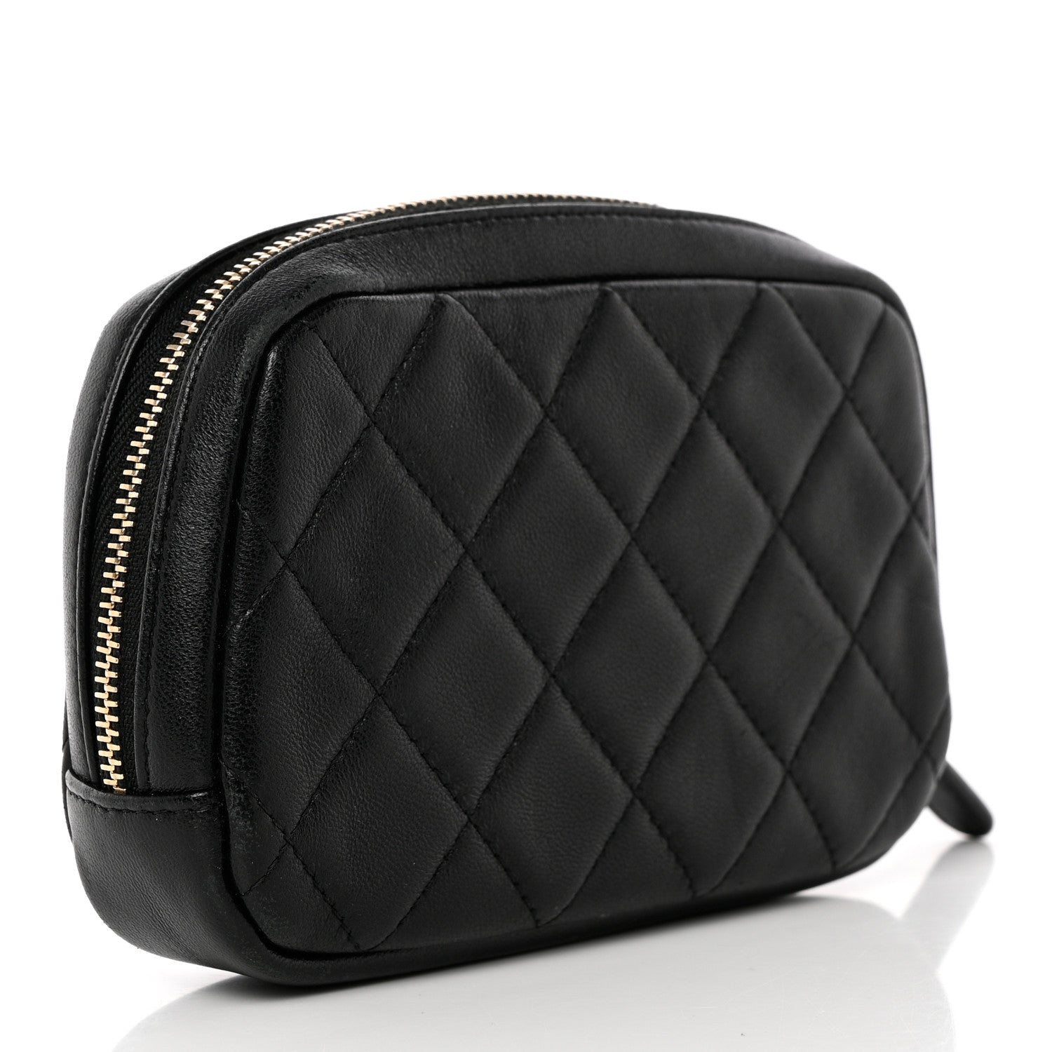 Chanel Lambskin Quilted Small Curvy Pouch Cosmetic Case Black 3 of 10