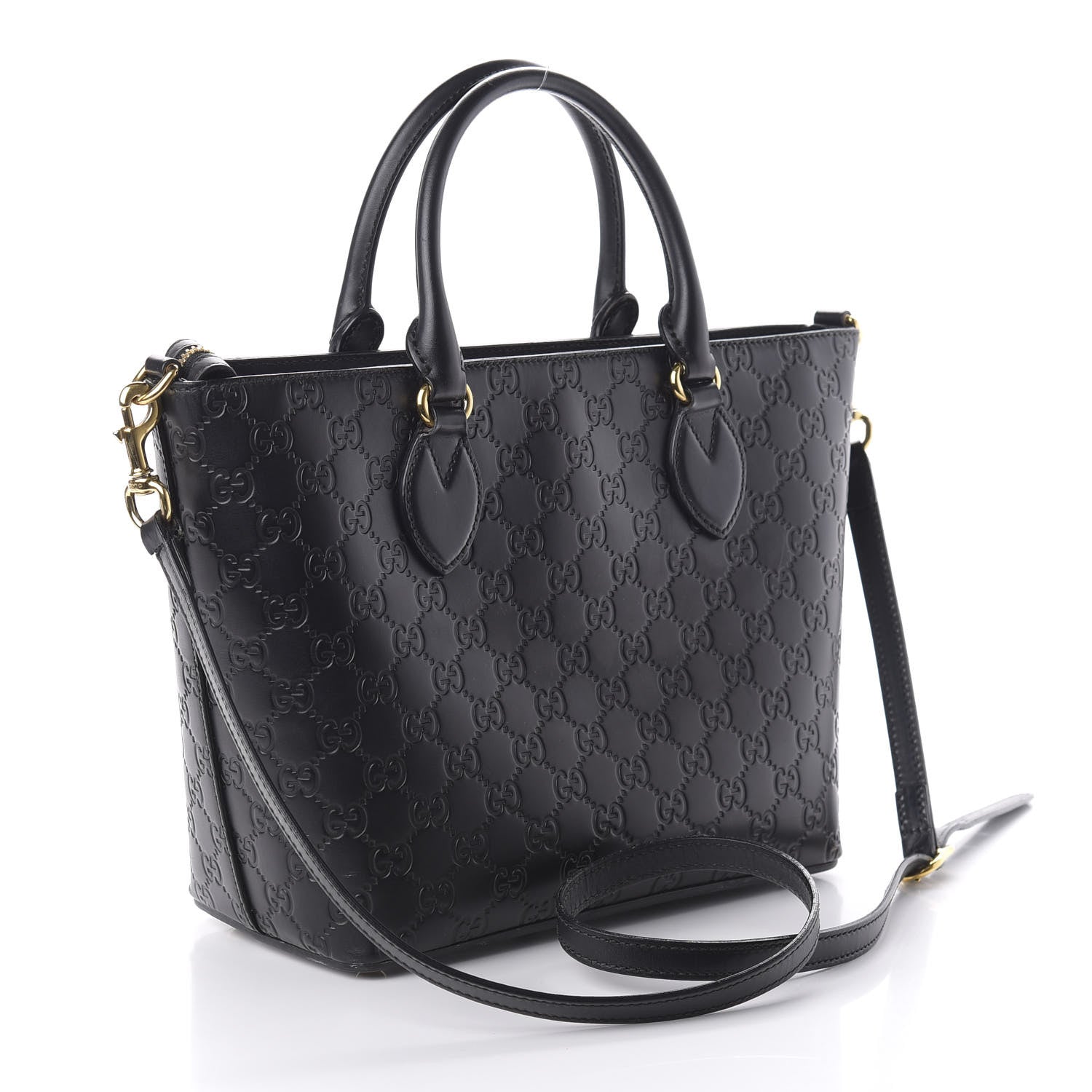 Gucci Guccissima Small Zippered Bucket Tote Black 3 of 10