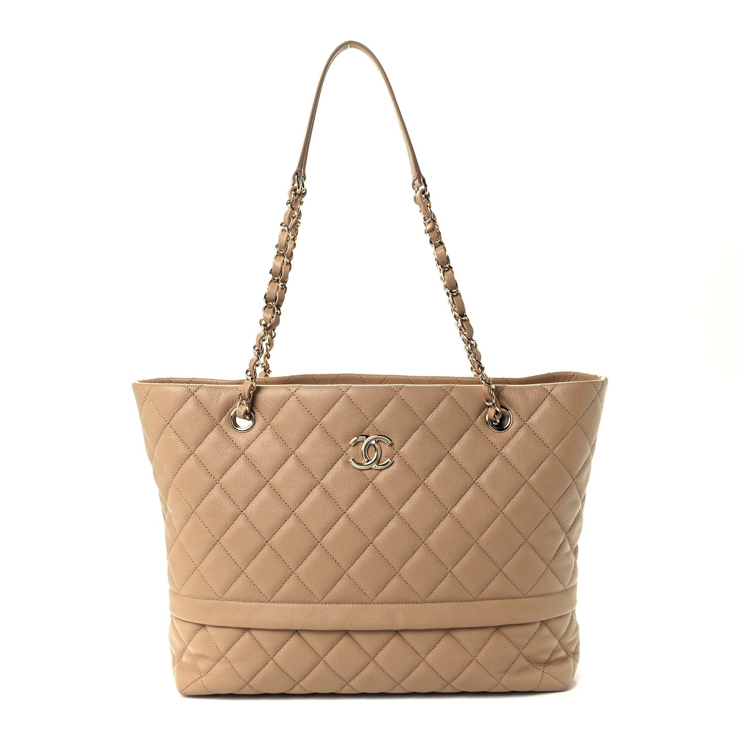 Caviar Quilted Rolled Up Tote Beige