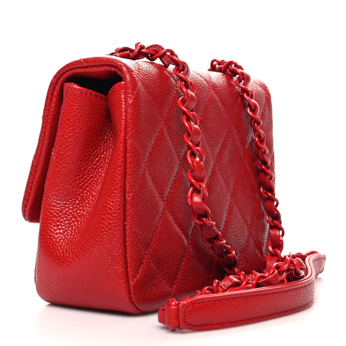 Caviar Quilted Mini Incognito Square Flap Red