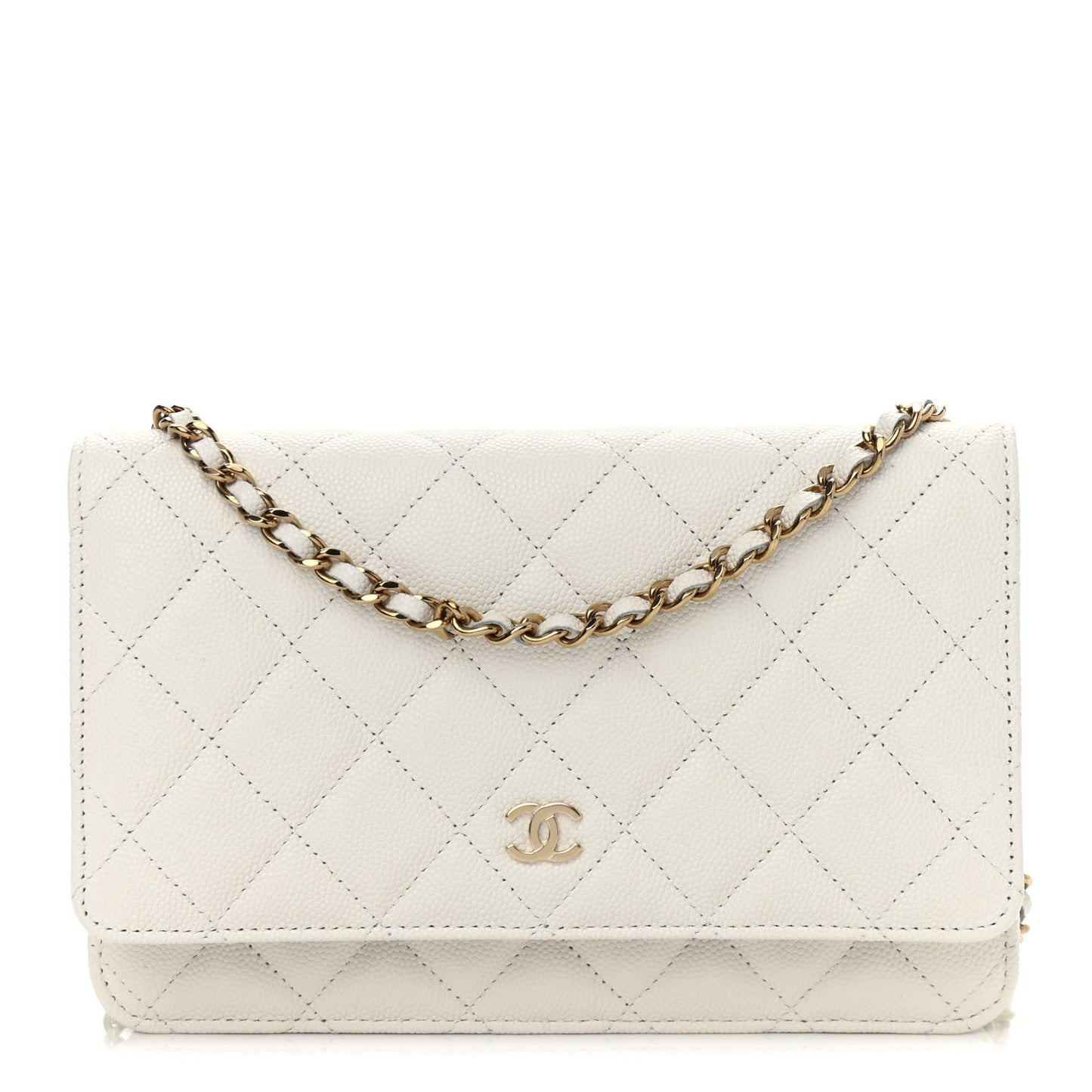 Caviar Quilted Wallet On Chain WOC White