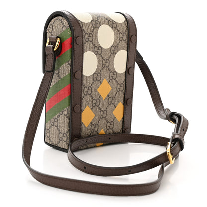 Gucci GG Supreme Monogram Textured Dollar Calfskin Geometric Print Mini Horsebit 1955 Crossbody Bag Beige Multicolor New Acero 3 of 10