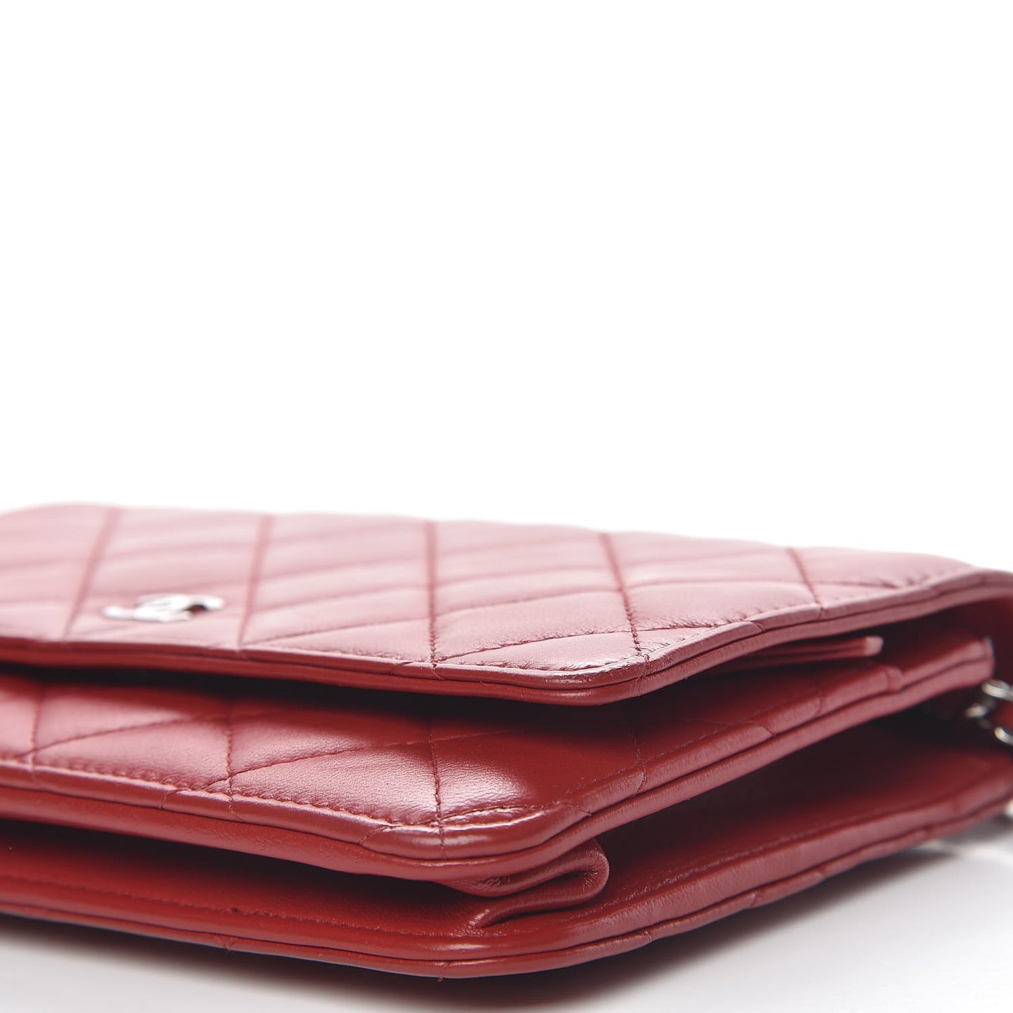 Lambskin Quilted Wallet On Chain WOC Red