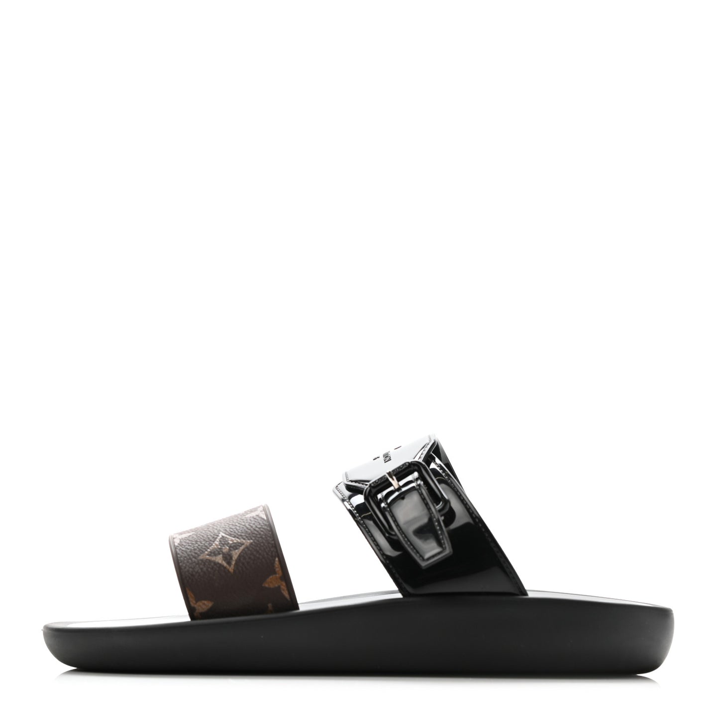 Monogram Sunbath Flat Mule Sandals 40 Black