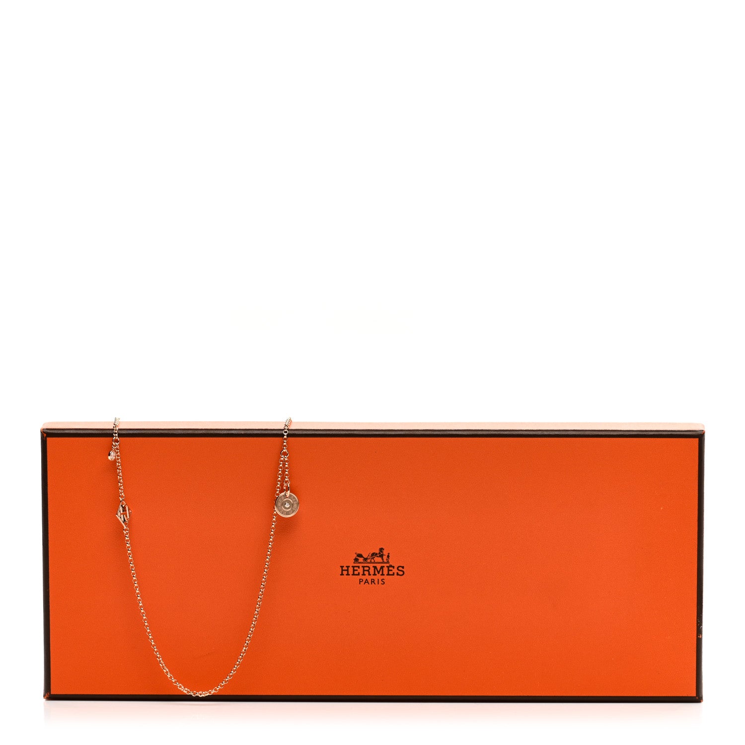 Hermes 18K Rose Gold Diamond Long Gambade Necklace 6 of 6