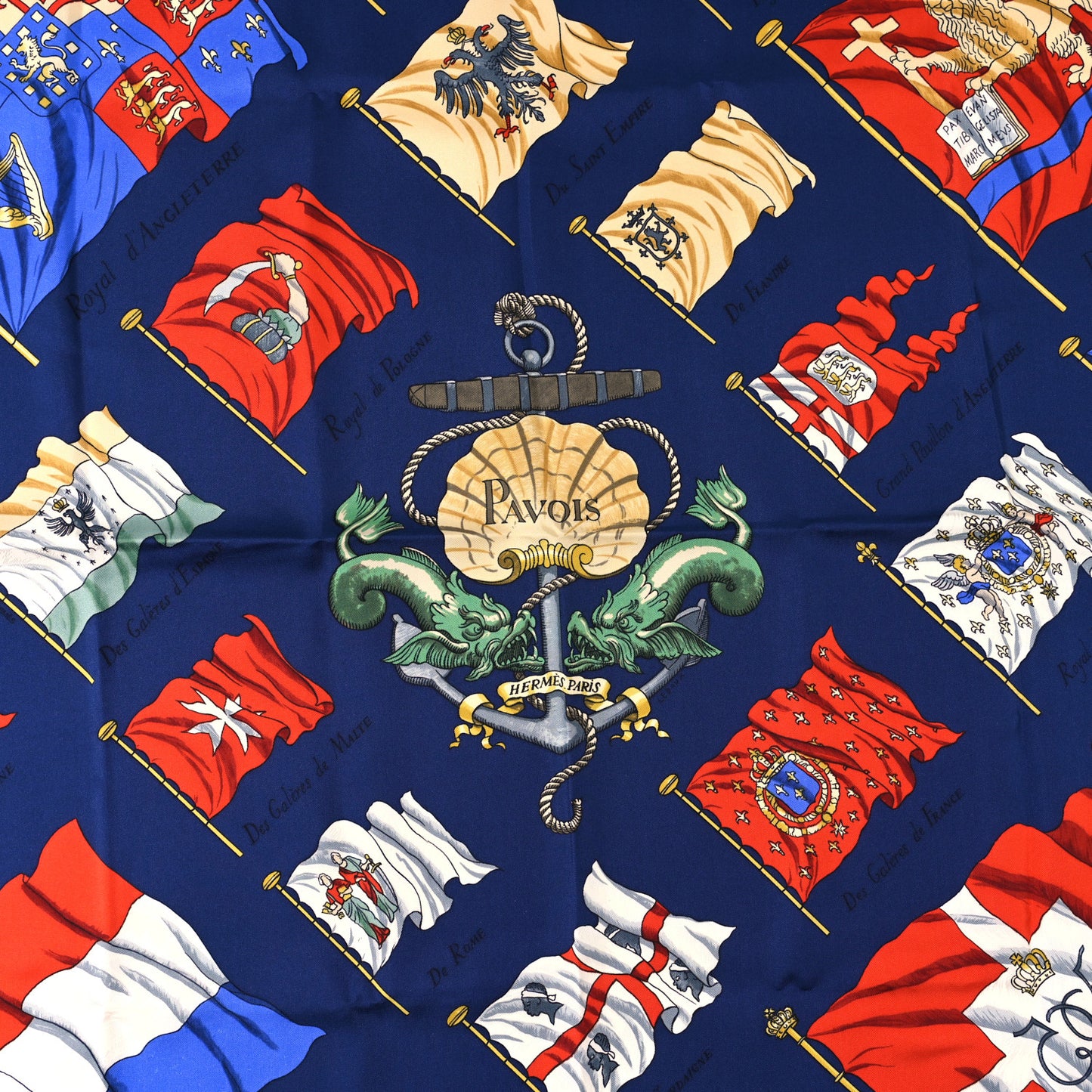 Silk Pavois Flags Carre Scarf 90 Bleu Rouge Multicolor