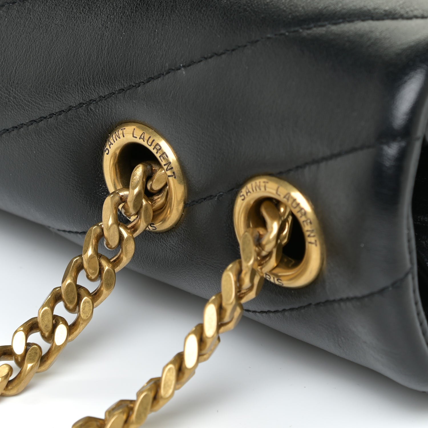 Saint Laurent Calfskin Y Quilted Monogram Medium Loulou Chain Satchel Black 16 of 17