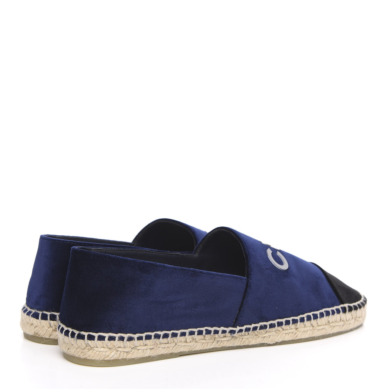 Chanel Velvet Logo Espadrilles 39 Navy Black 5 of 10