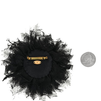 Chanel Tulle Camellia Brooch Black 2 of 3