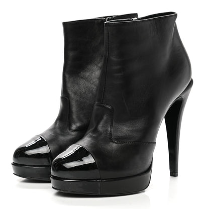 Chanel Lambskin Patent CC Cap Toe Platform Ankle Boots 39 Black 3 of 11