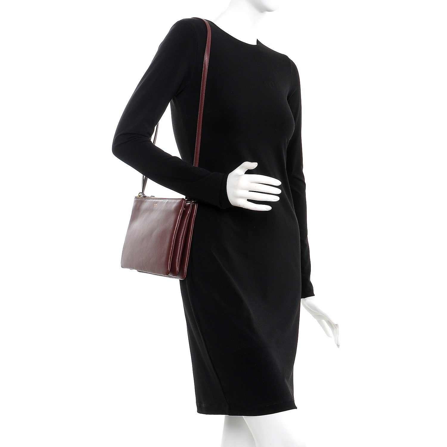 Celine Lambskin Large Trio Crossbody Bag Burgundy 2 of 7