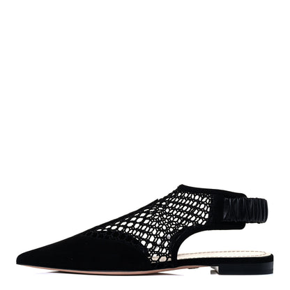 Christian Dior Suede Resille Dior-I Slingback Flats 40 Black 1 of 5