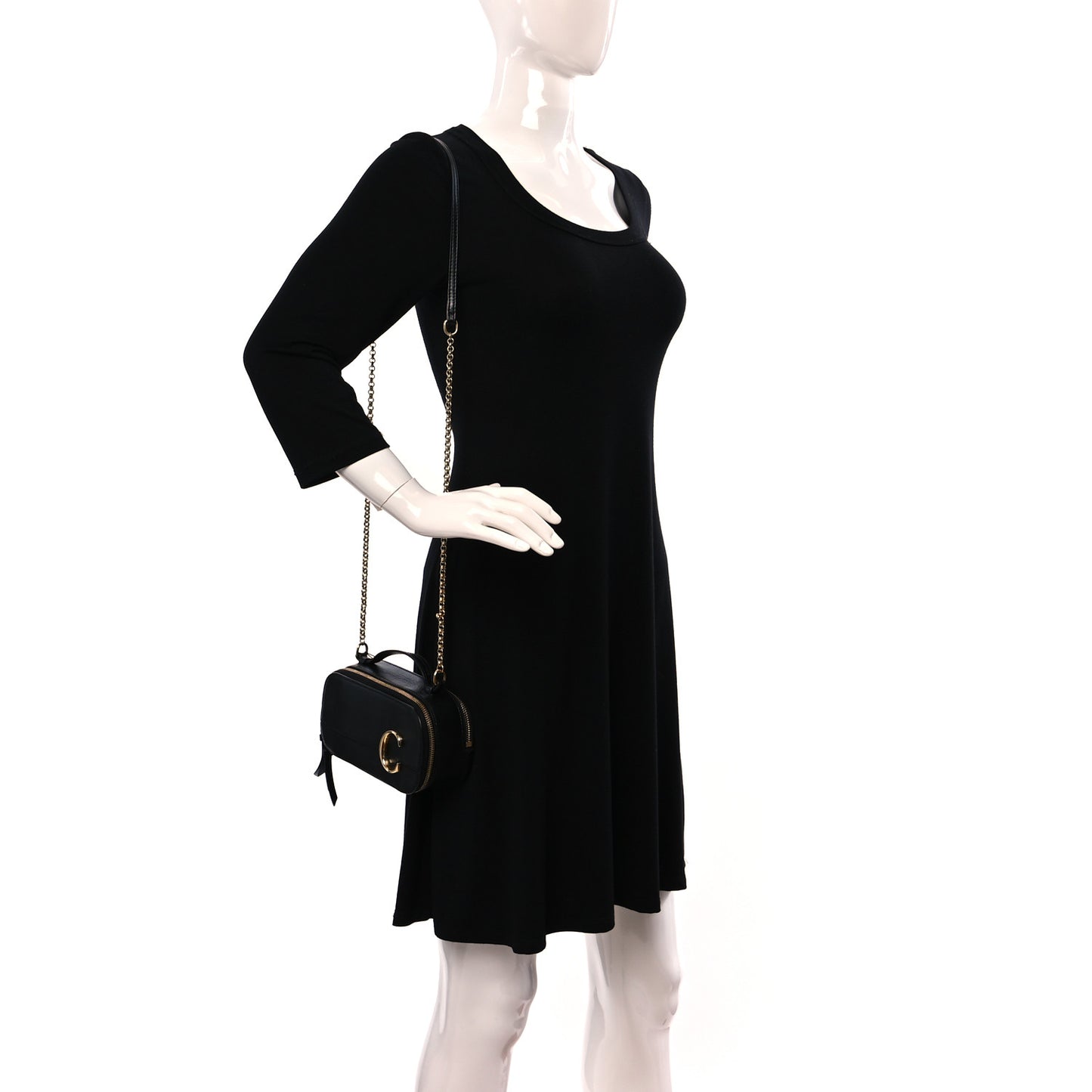 Calfskin Mini C Vanity Bag Black