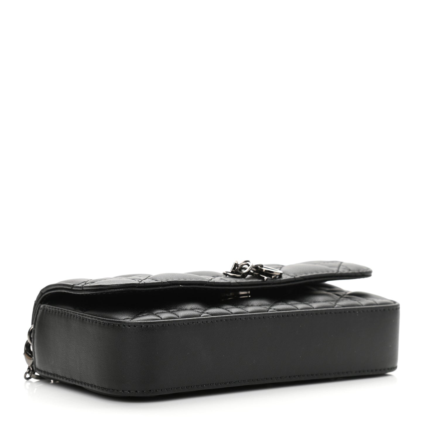 Lambskin Cannage Dior Talk Phone Pouch Black