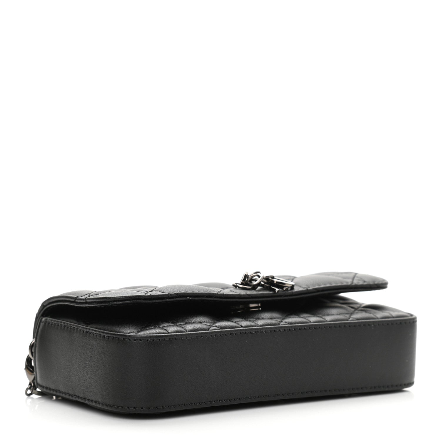 Christian Dior Lambskin Cannage Dior Talk Phone Pouch Black 4 of 10