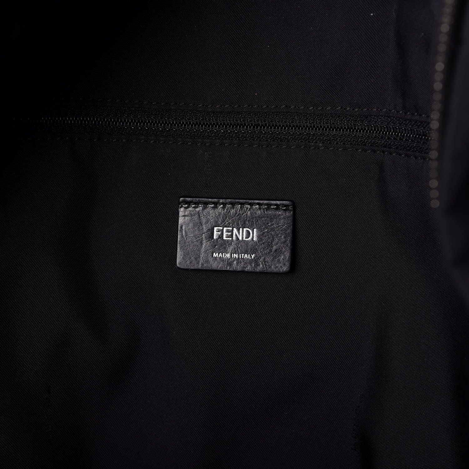 Fendi Nylon Shearling Block Letter Backpack Black 6 of 9