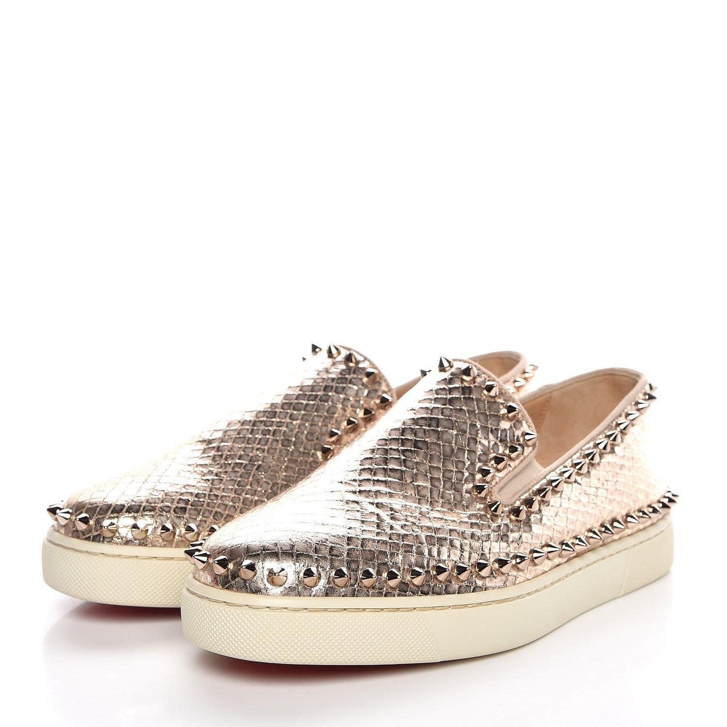 Metallic Snakeskin Embossed Pik Boat Flat 36 Colombe