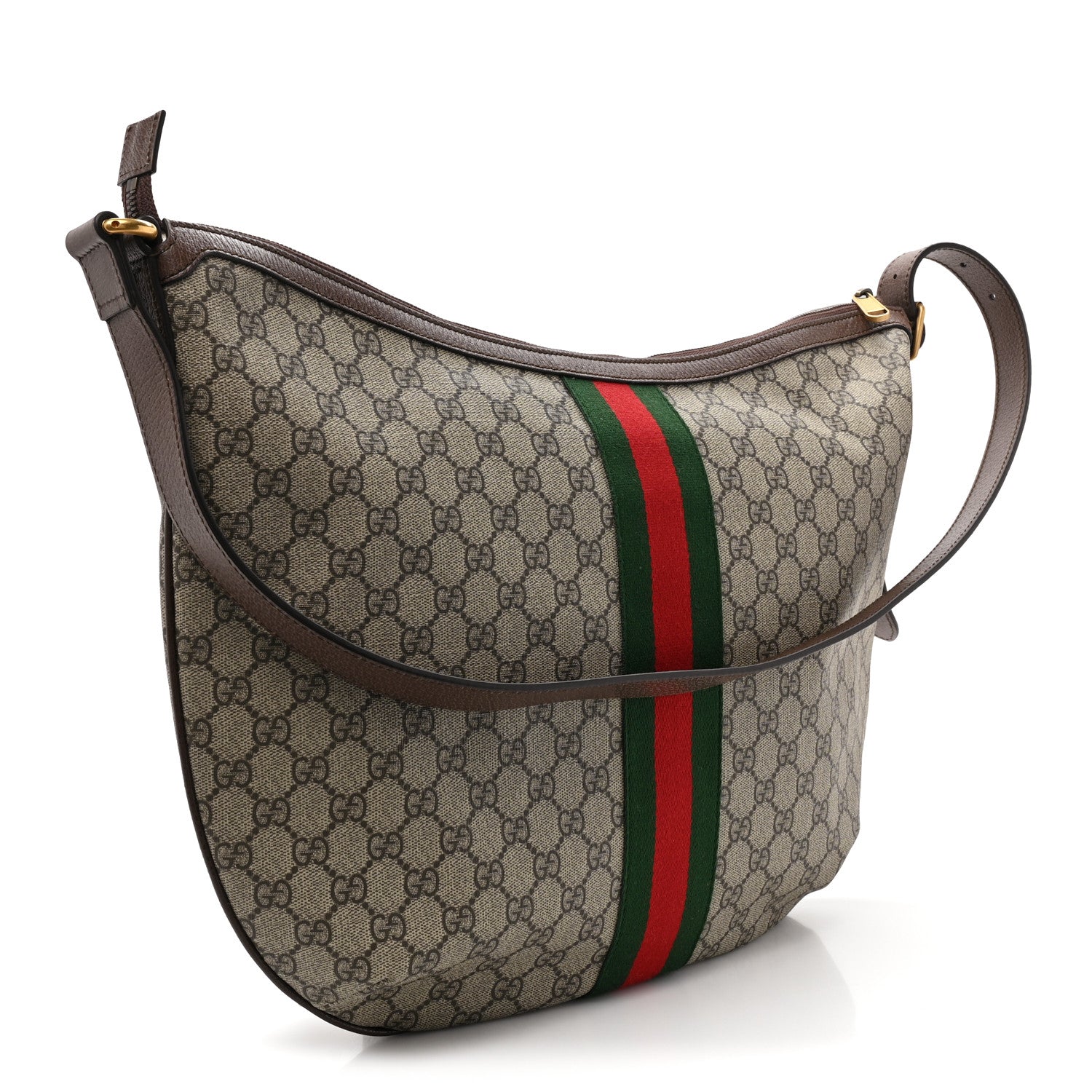Gucci GG Supreme Monogram Web Ophidia Half Moon Hobo Brown 3 of 9