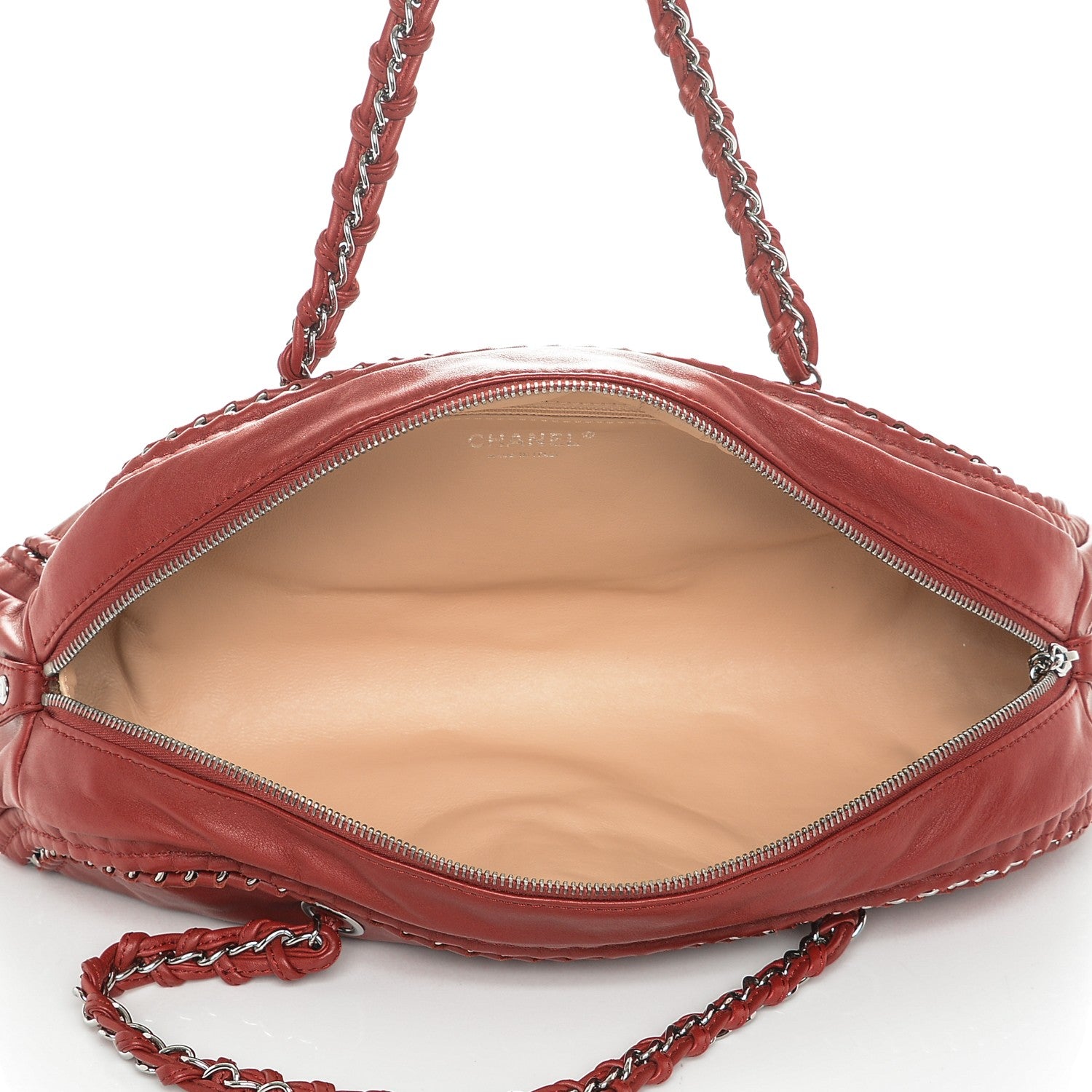 Chanel Smooth Calfskin Petit Luxe Ligne Bowler Red 5 of 7