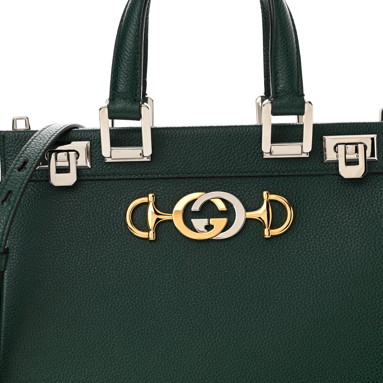 Gucci Grainy Calfskin Small Zumi Top Handle Bag Vintage Green 8 of 11