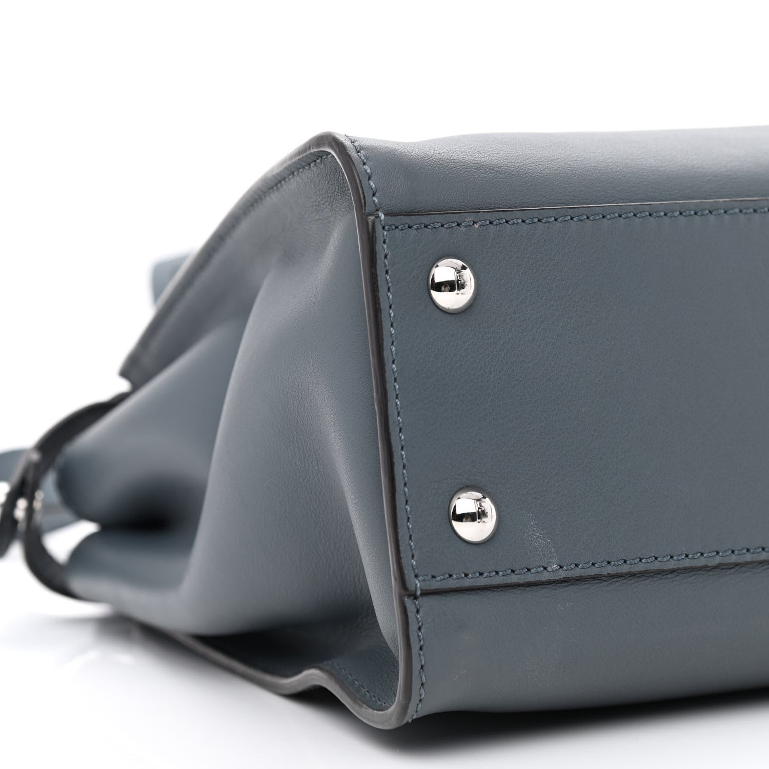 Fendi Vitello Seta Shiny Nappa Medium Peekaboo Iconic Satchel Tempesta Grigio Perla 10 of 11