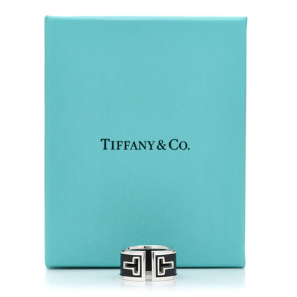 Tiffany Sterling Silver Black Ceramic T Cutout Ring 52 6 6 of 6