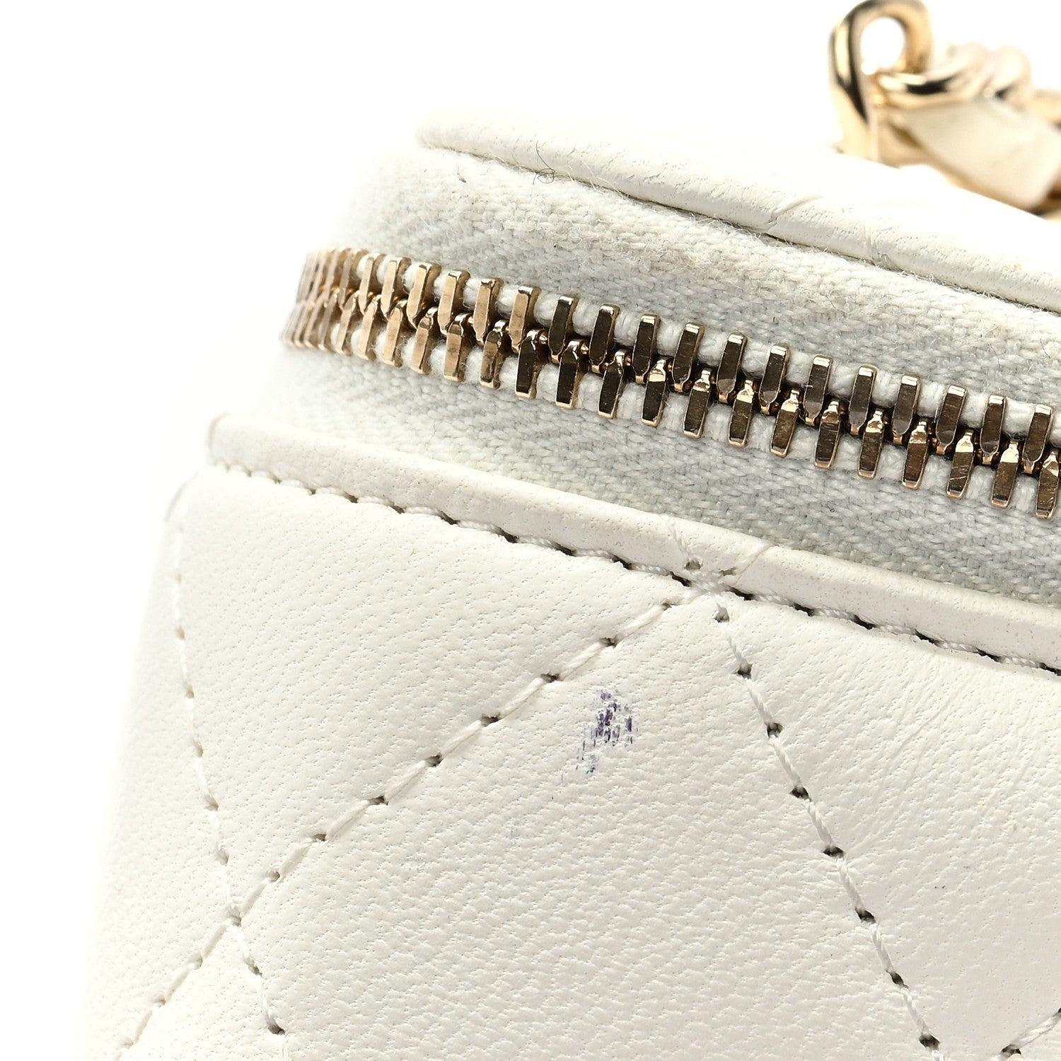 Chanel Lambskin Quilted Enamel Pearl Crush Mini Vanity Case With Chain White 10 of 11