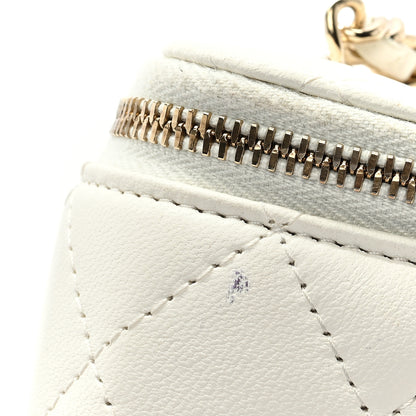 Chanel Lambskin Quilted Enamel Pearl Crush Mini Vanity Case With Chain White 10 of 11