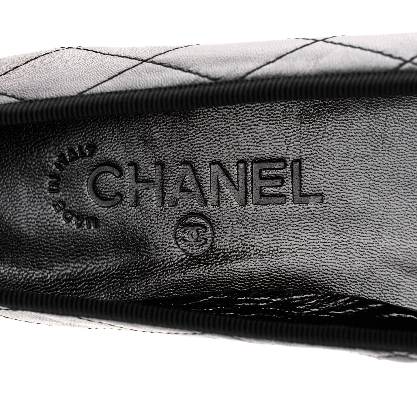 Lambskin Cambon Quilted Ballerina Flats 37 Black