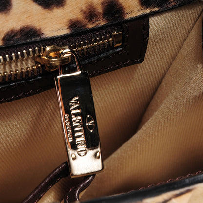 Valentino Garavani Calf Hair Leopard Print Rockstud Shoulder Satchel 8 of 9