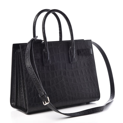 Saint Laurent Calfskin Crocodile Embossed Baby Sac De Jour Black 3 of 9