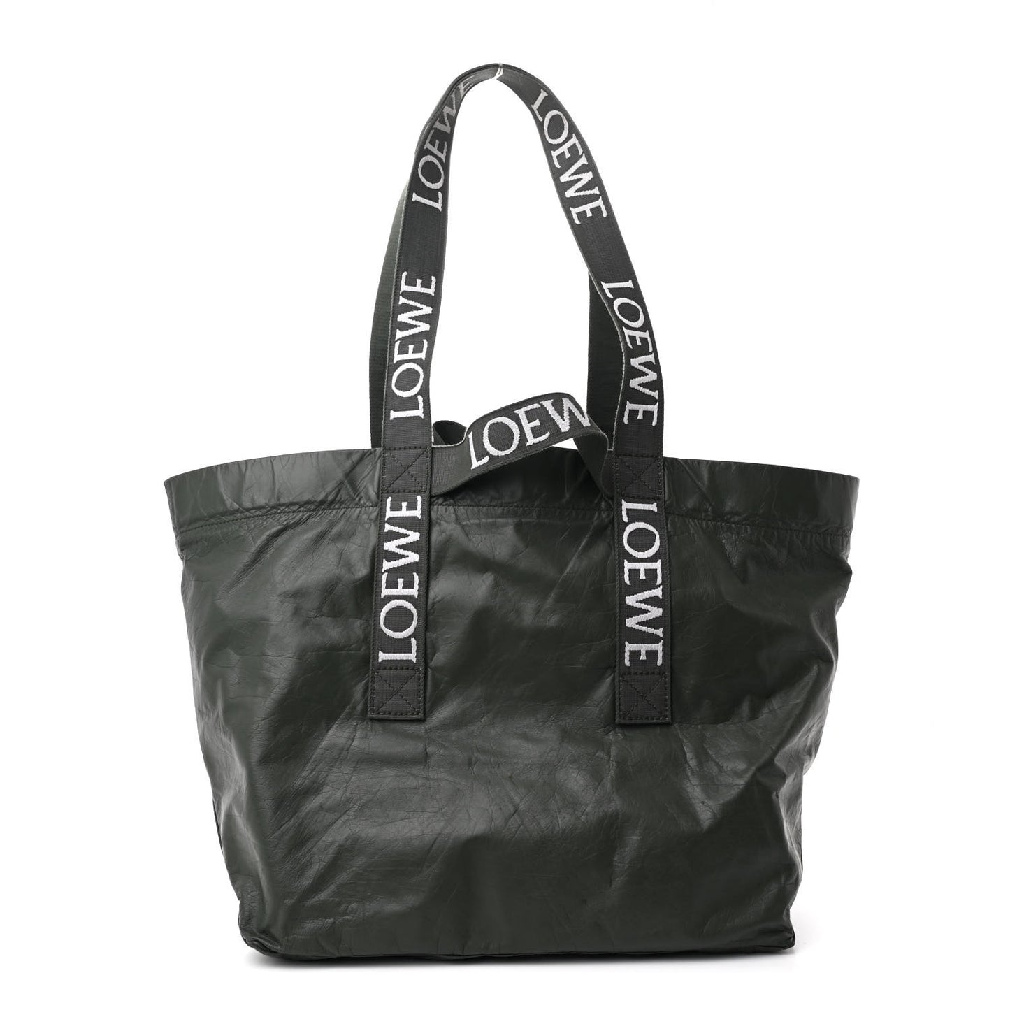 Paper Calfskin Fold Shopper Tote Green