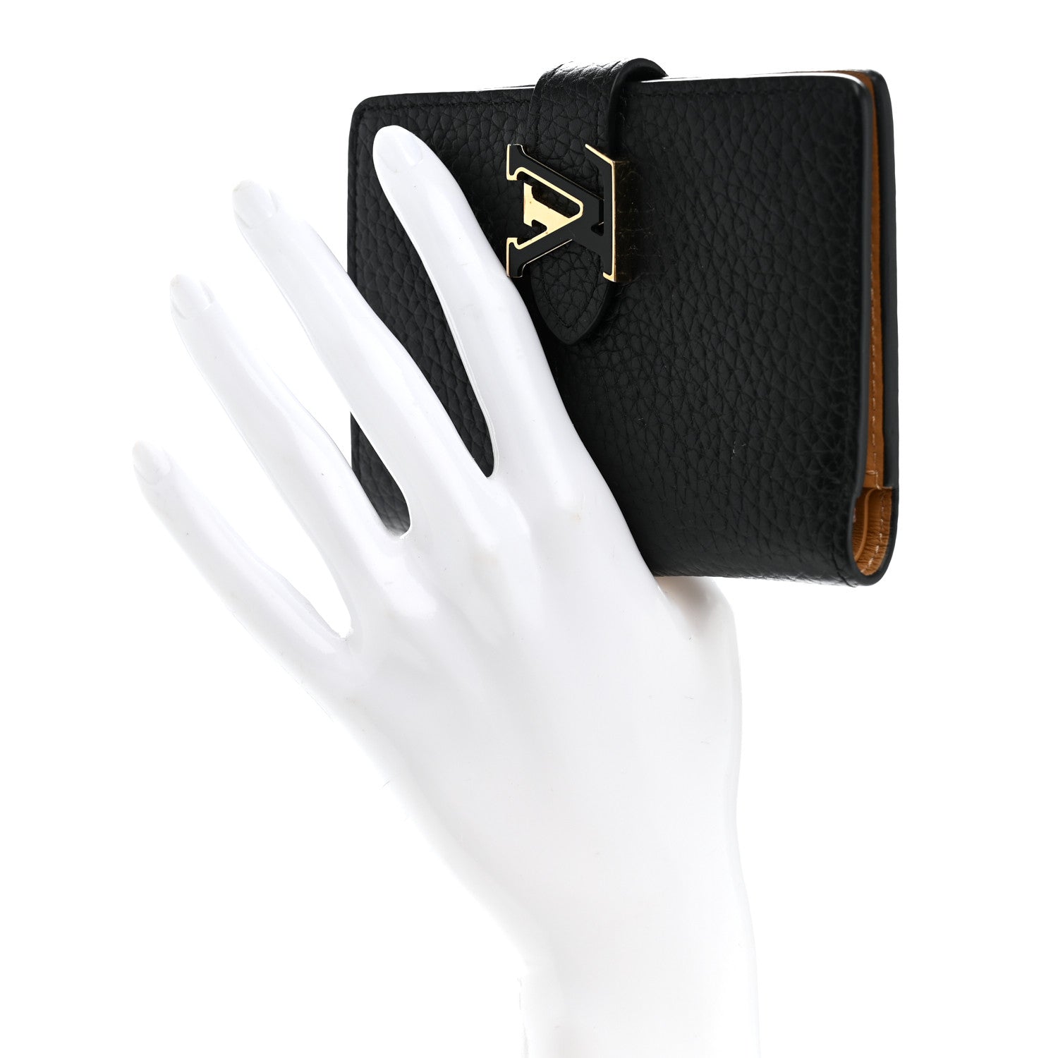 Louis Vuitton Taurillon Capucines Vertical Compact Wallet Black 2 of 8