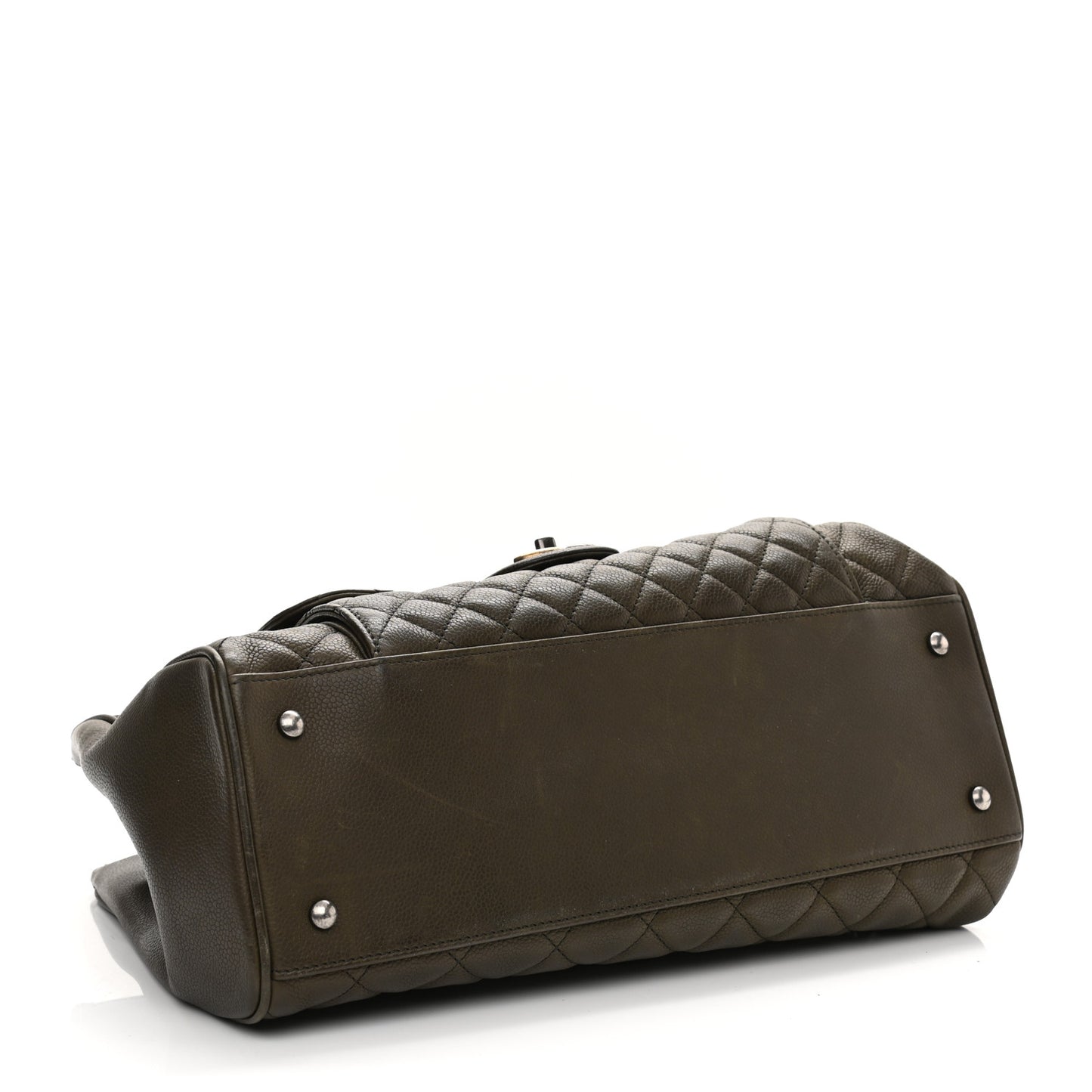 Caviar Quilted Large Casual Pocket Tote Khaki