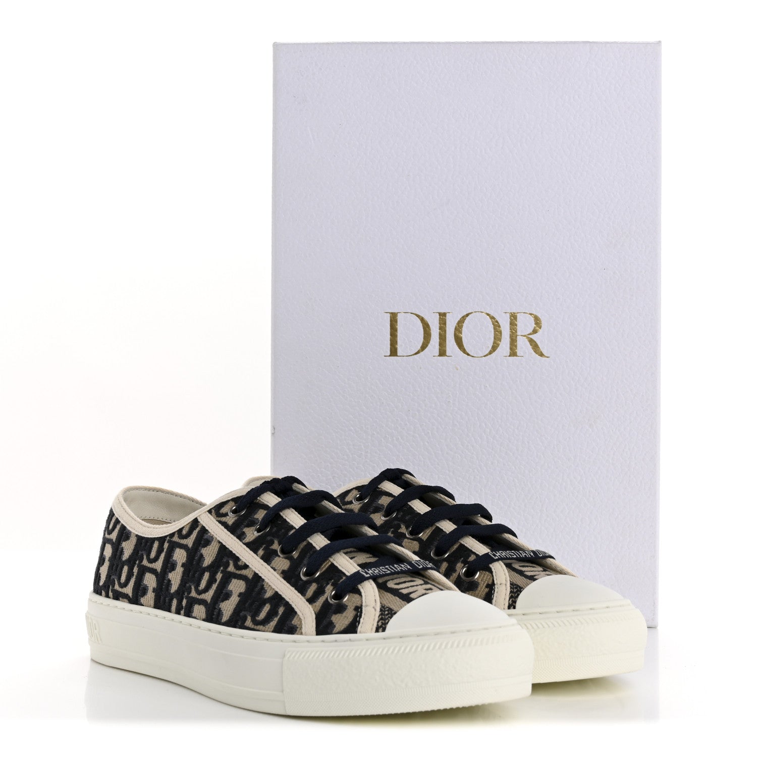 Christian Dior Canvas Oblique Walk'N Dior Low Top Sneakers 39 Deep Blue 10 of 10