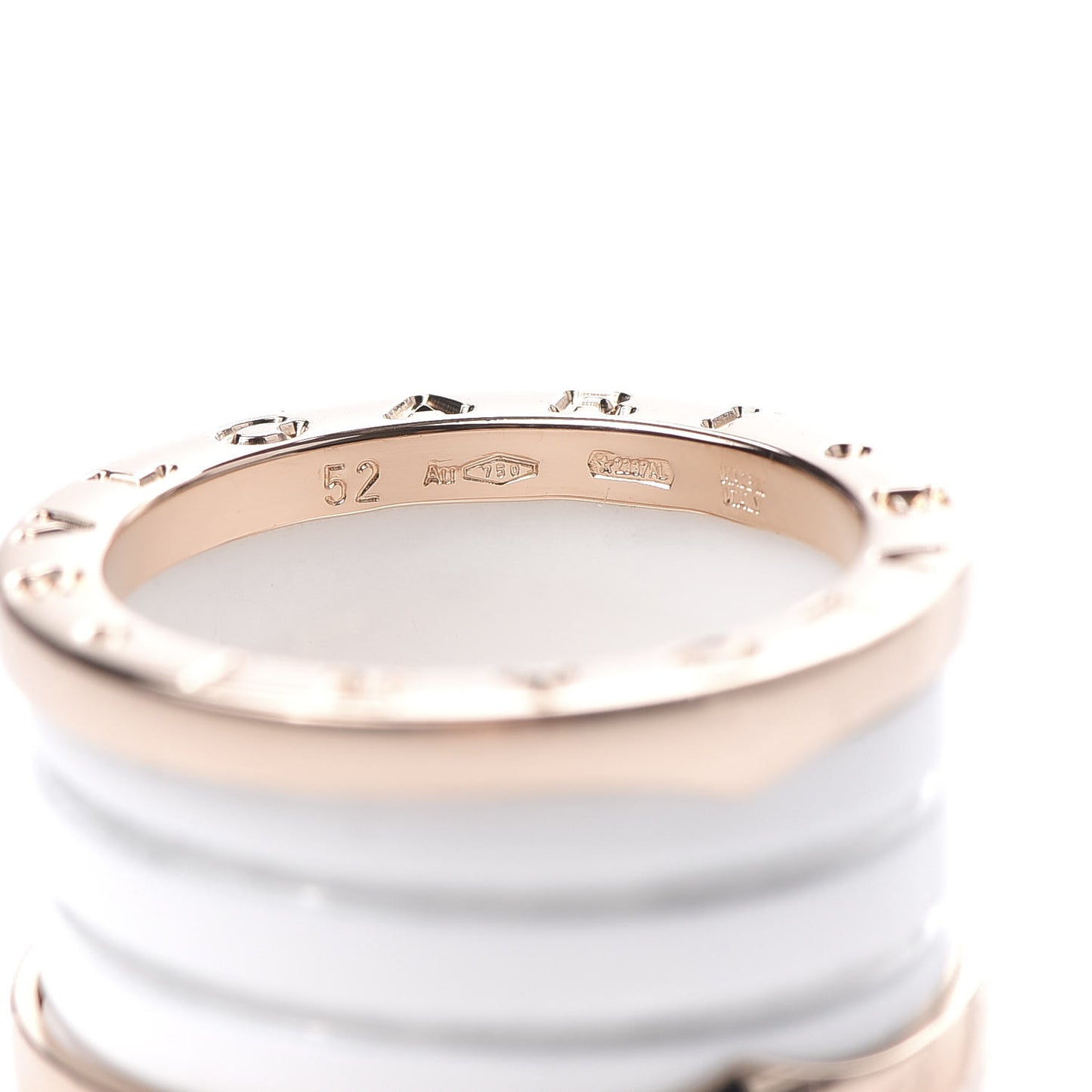18K Rose Gold White Ceramic B.Zero1 Four-Band Ring 52 6
