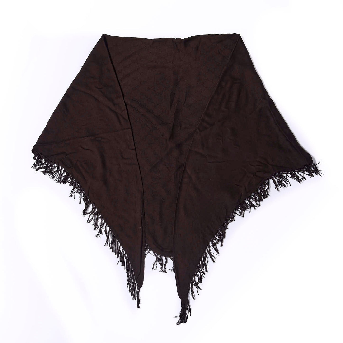 Modal Cashmere Monogram Fringe Scarf Dark Brown