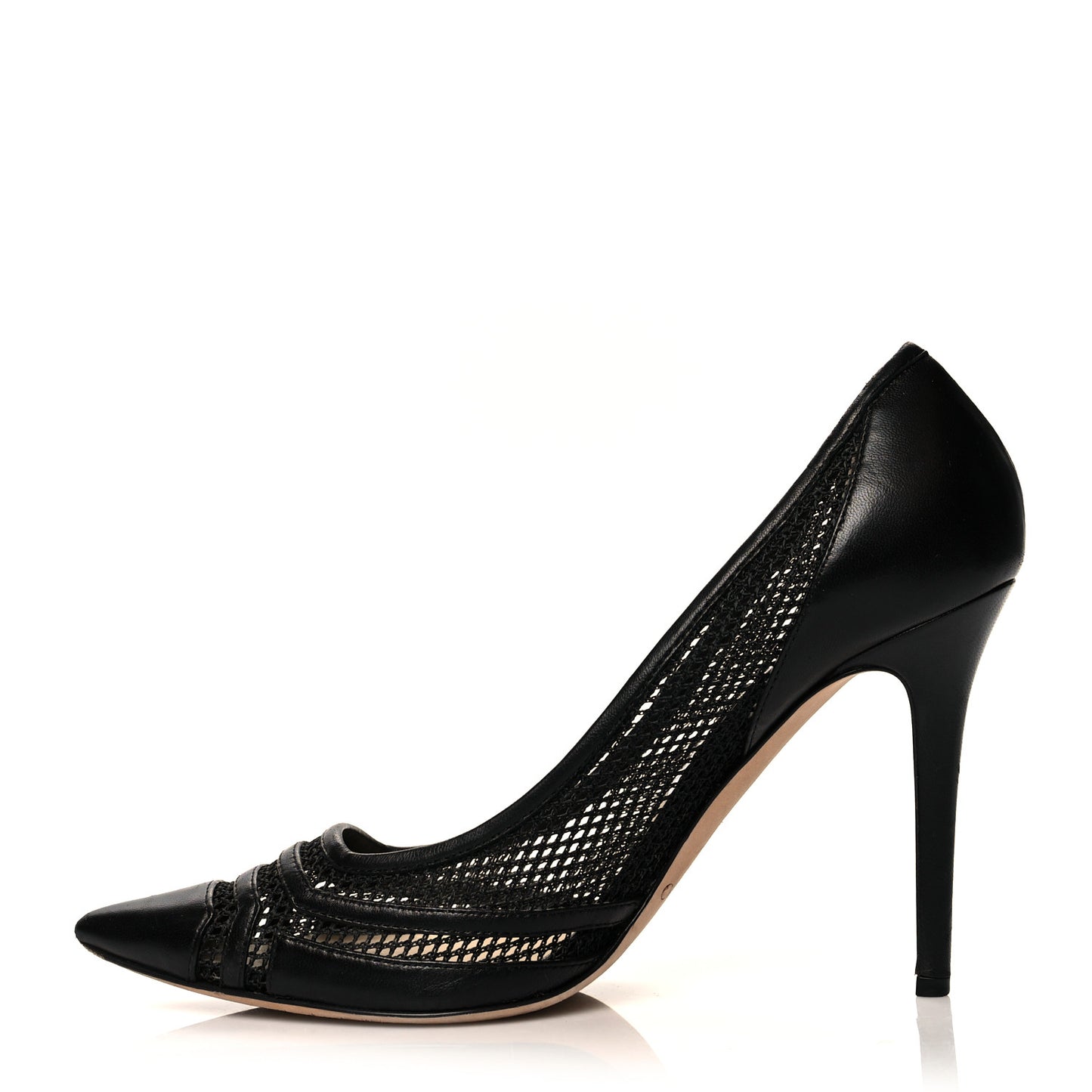 Mesh Calfskin Pointy Toe Romy 100 Pumps 39 Black