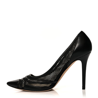 Jimmy Choo Mesh Calfskin Pointy Toe Romy 100 Pumps 39 Black 1 of 7