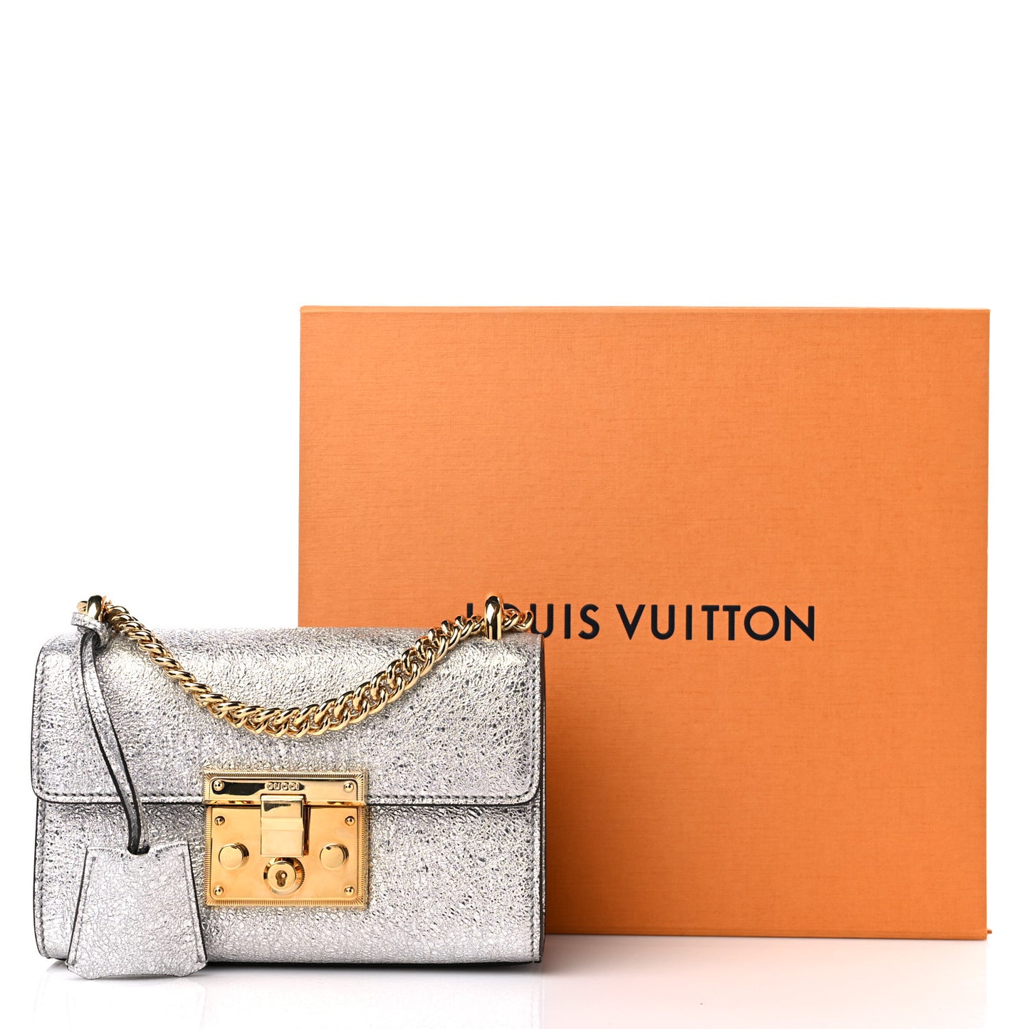 Galassia Small Padlock Shoulder Bag Argento