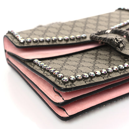 Gucci GG Supreme Monogram Suede Crystal Medium Dionysus Shoulder Bag Beige Ebony Light Peonia 8 of 9