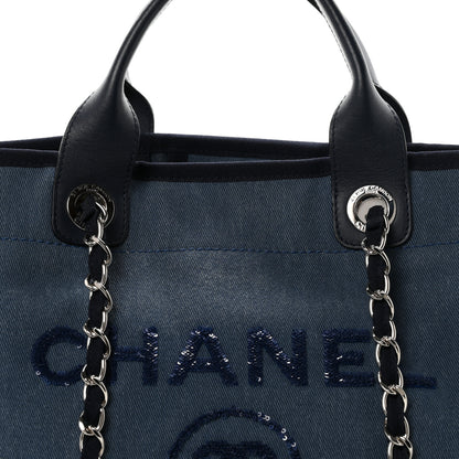 Chanel Canvas Sequin Medium Deauville Tote Navy 8 of 10