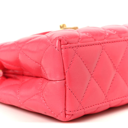 Chanel Shiny Aged Calfskin Quilted Nano Kelly Shopper Fuchsia 9 of 11
