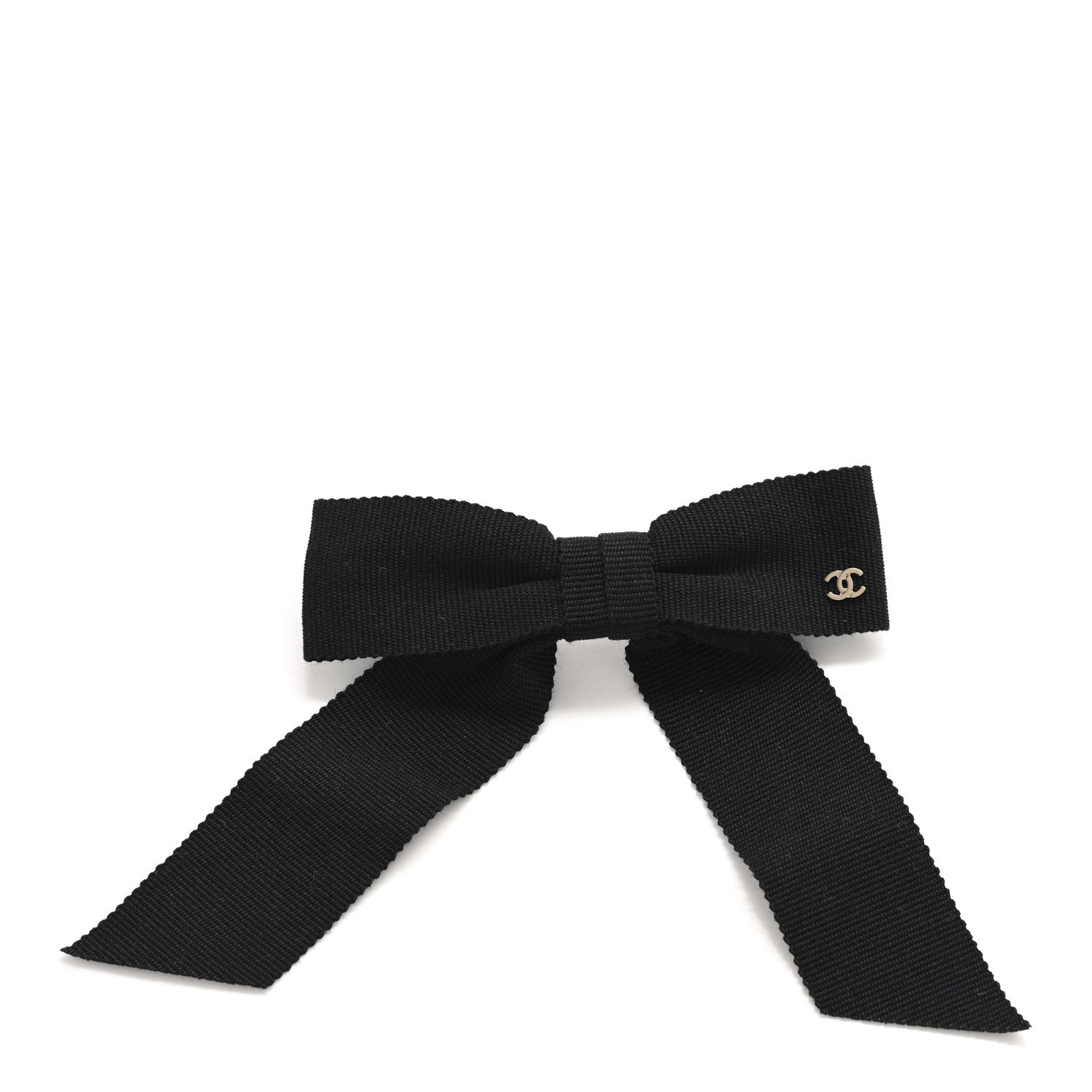 Chanel Grosgrain Bow CC Hair Clip Black 1 of 3