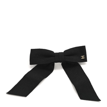 Chanel Grosgrain Bow CC Hair Clip Black 1 of 3