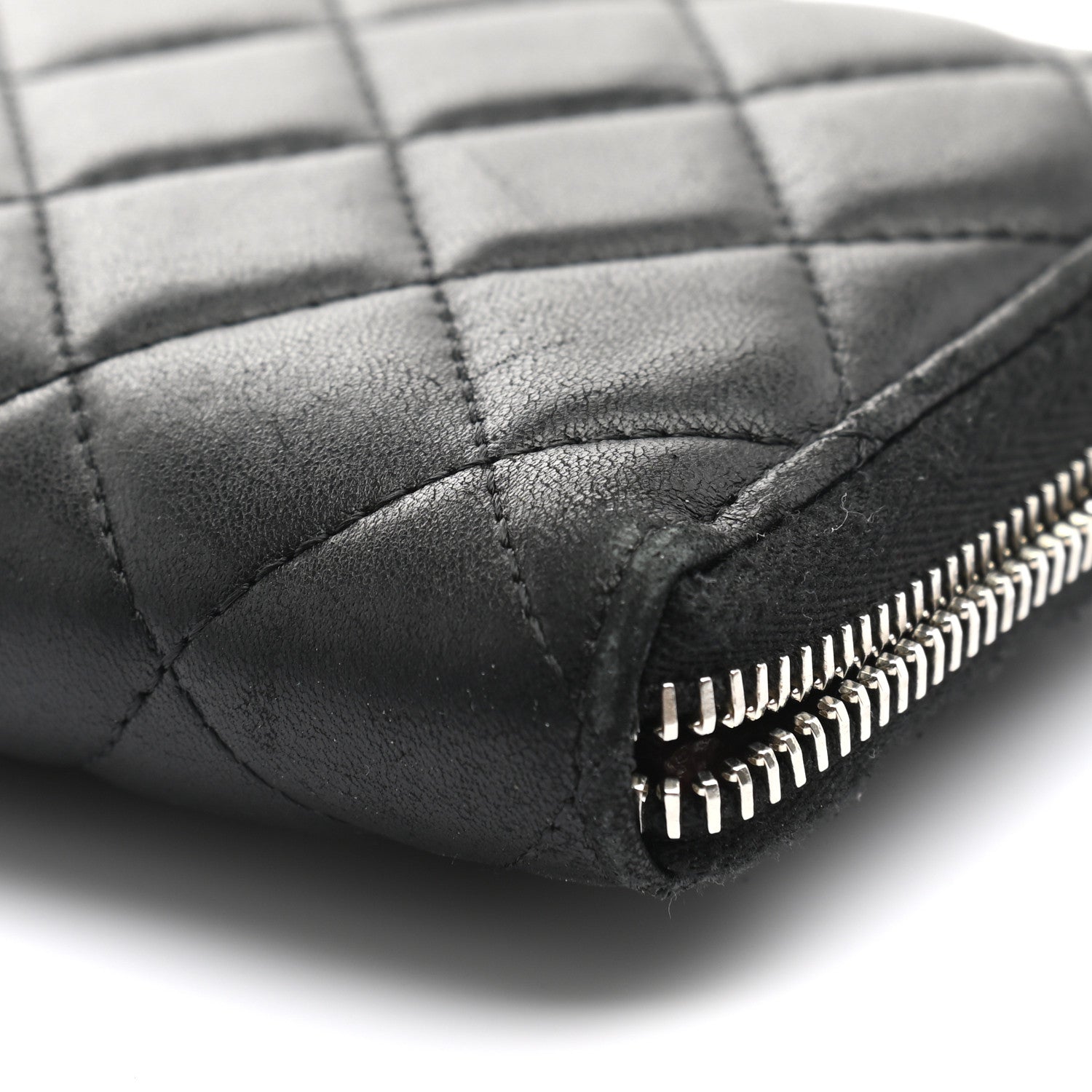 Chanel Lambskin Quilted Large Gusset Zip Around Wallet Black 12 of 13